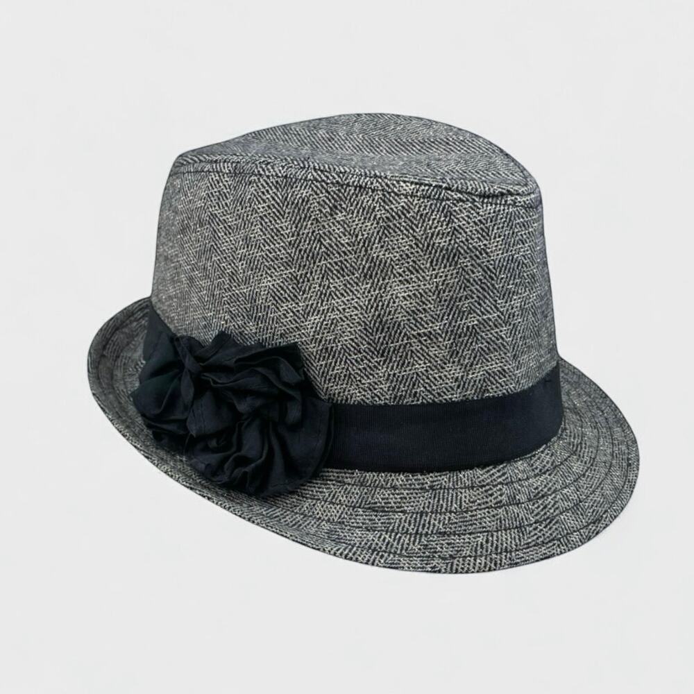 H&M Tweed Hat with Black Floral Band